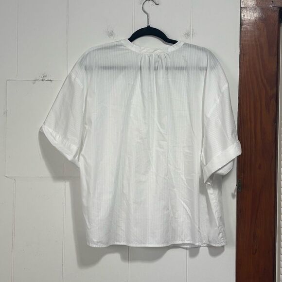 Banana Republic Shadow Stripe White Crisp Button Down Top XL - Picture 5 of 5